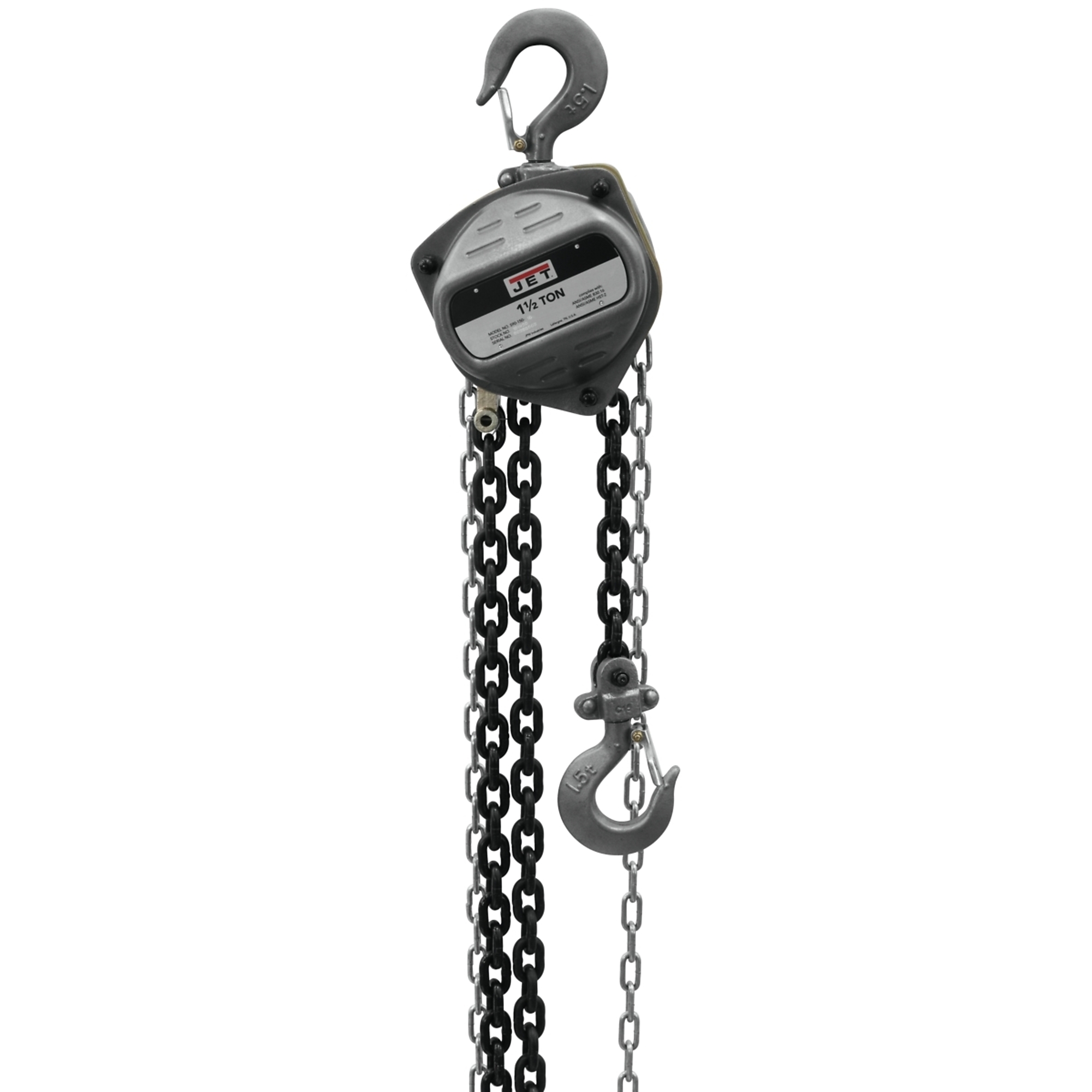 Jet, Manual Chain Hoist, Capacity 3000 lb, Lift Height 50 ft, Model# S90-150-50